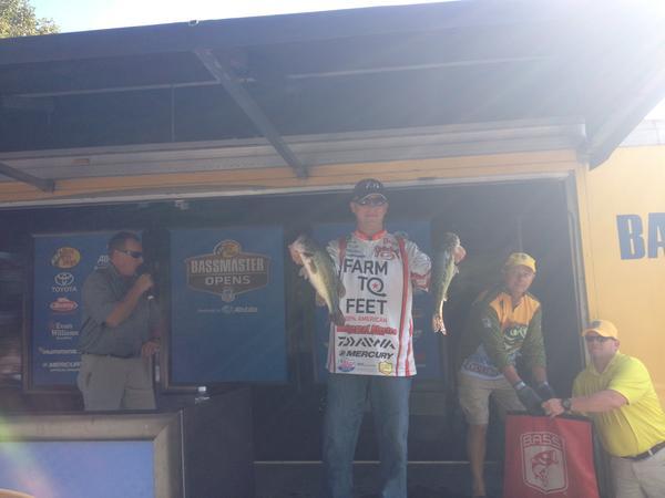4th Place Angler Andy Montgomery Holds part of his 13-2 Lb first day sack