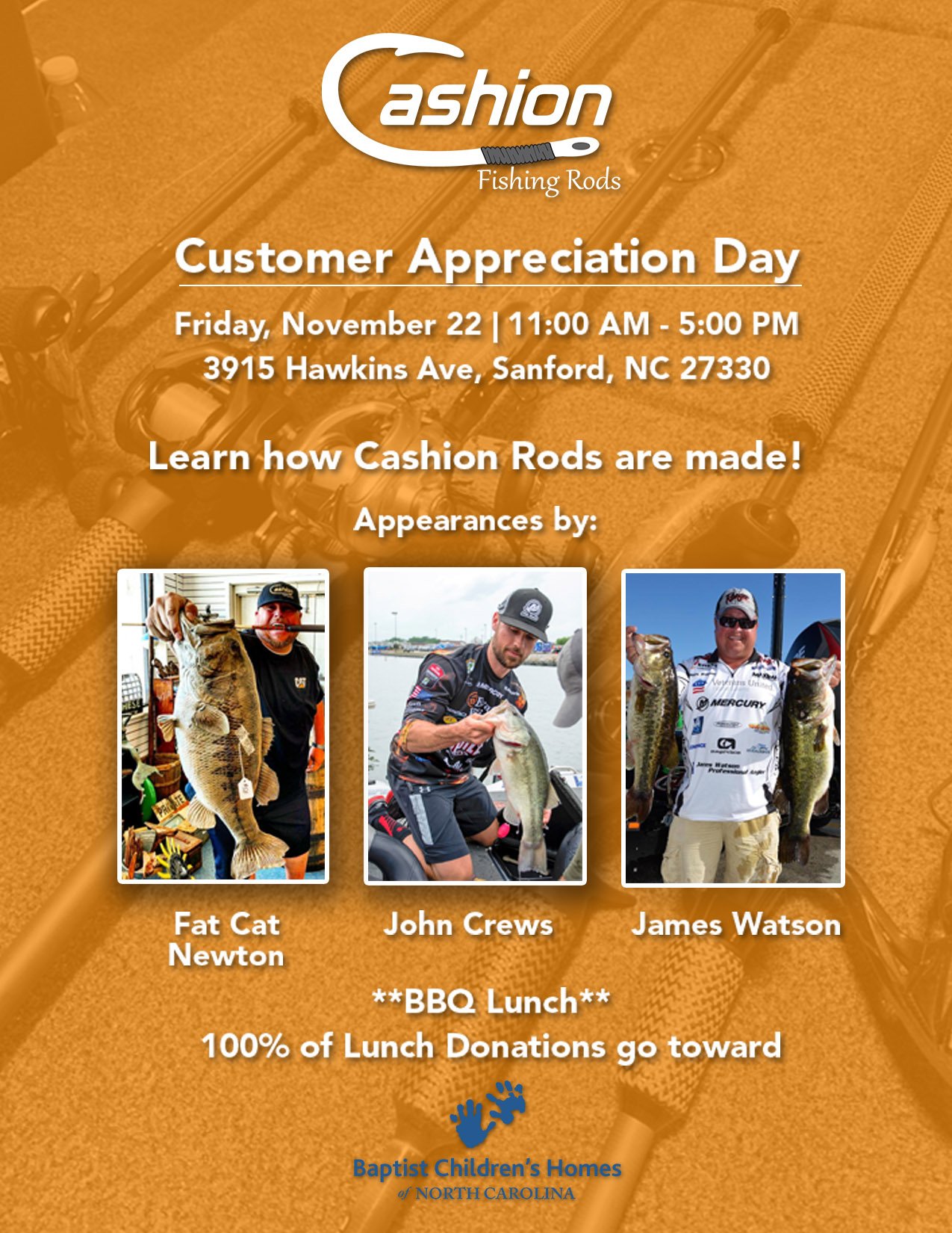 Cashion Fishing Rods Customer Appreciation Day this Saturday